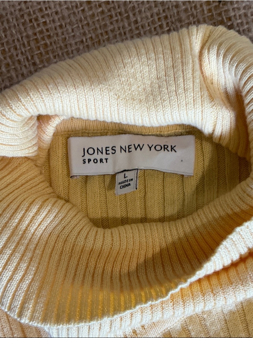 Jones New York Yellow Ribbed Turtleneck Sweater Size L - Picture 2 of 4